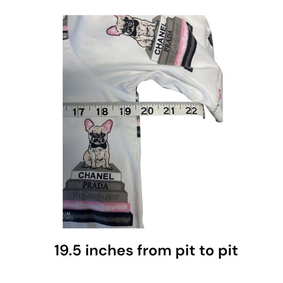 Dizzy Lizzie Womens French Bulldog Designer Print Button-Down Shirt S 95% Cotton - Picture 5 of 7